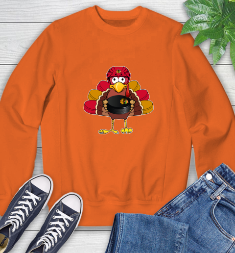 Chicago Blackhawks Turkey Thanksgiving Day Sweatshirt 4