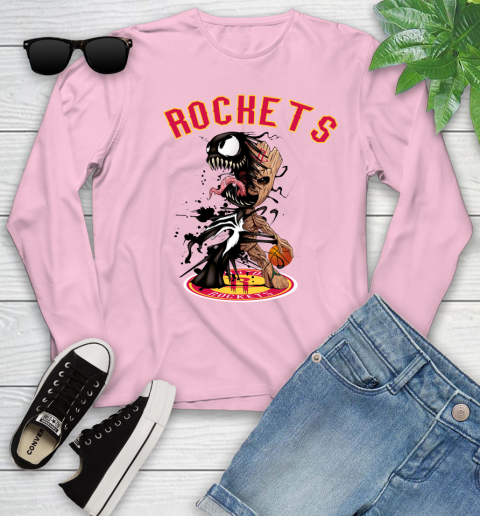 NBA Houston Rockets Basketball Venom Groot Guardians Of The Galaxy Youth Long Sleeve 10
