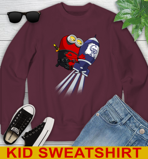 MLB Baseball Colorado Rockies Deadpool Minion Marvel Shirt Youth Sweatshirt 4