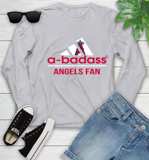 MLB A Badass Los Angeles Angels Fan Adidas Baseball Sports Youth Long Sleeve 5