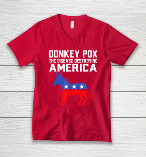Donkey Pox The Disease Destroying America Funny Anti Biden V-Neck T-Shirt 5