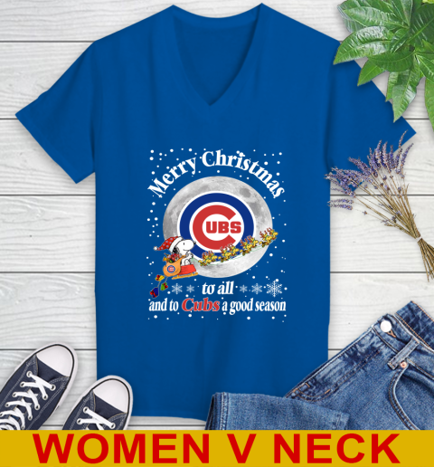 Chicago Cubs Merry Christmas To All And To Cubs A Good Season MLB Baseball Sports Women's V-Neck T-Shirt 9