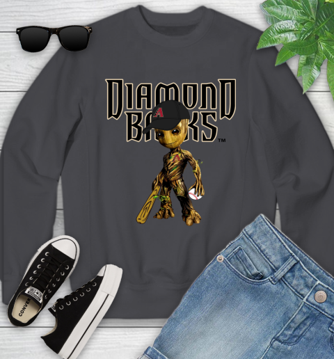 MLB Arizona Diamondbacks Groot Guardians Of The Galaxy Baseball Youth Sweatshirt 6