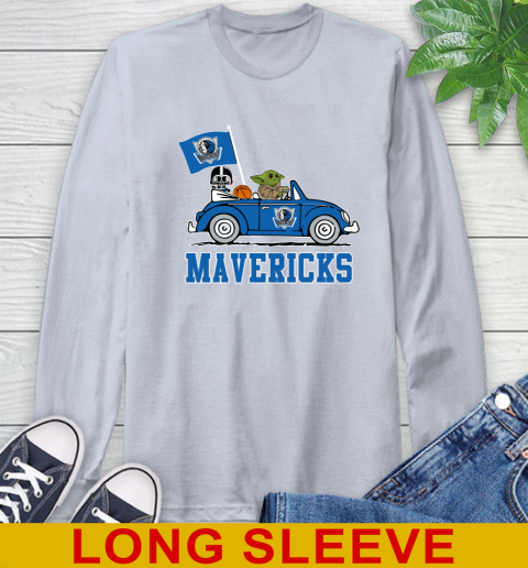 NBA Basketball Dallas Mavericks Darth Vader Baby Yoda Driving Star Wars Shirt Long Sleeve T-Shirt 6
