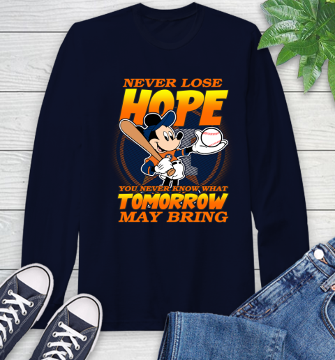 Houston Astros MLB Baseball Mickey Disney Never Lose Hope Long Sleeve T-Shirt 3