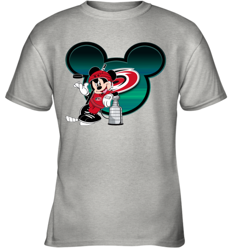 Mickey Carolina Hurricanes With The Stanley Cup Hockey NHL Youth T-Shirt 