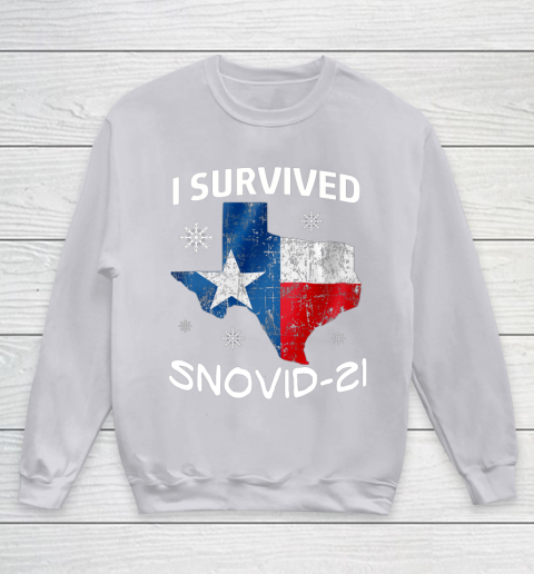 Snowstorm Texas 2021 I Survived Snovid 21 Snow Ice Outage Youth Sweatshirt 3