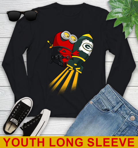 NFL Football Green Bay Packers Deadpool Minion Marvel Shirt Youth Long Sleeve