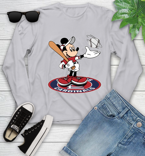 MLB Baseball St.Louis Cardinals Cheerful Mickey Disney Shirt Youth Long Sleeve 5