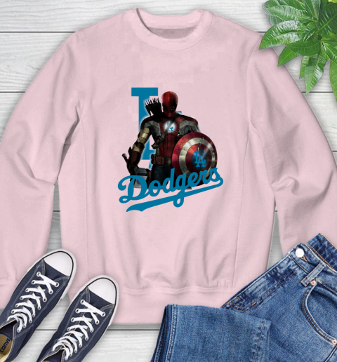 MLB Captain America Thor Spider Man Hawkeye Avengers Endgame Baseball Los Angeles Dodgers Sweatshirt 9
