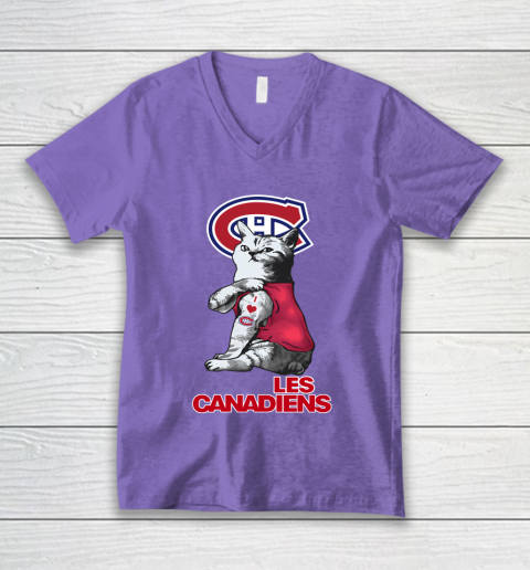 NHL My Cat Loves Montreal Canadiens Hockey V-Neck T-Shirt 8