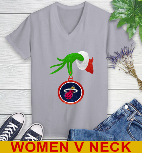 Miami Heat Grinch Merry Christmas NBA Basketball Women's V-Neck T-Shirt 5