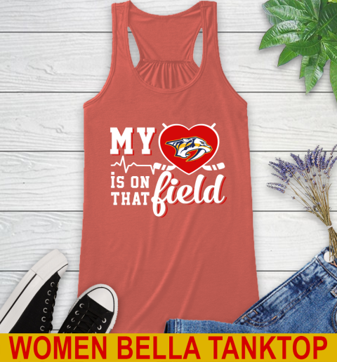 NHL My Heart Is On That Field Hockey Sports Nashville Predators Racerback Tank - Image 4