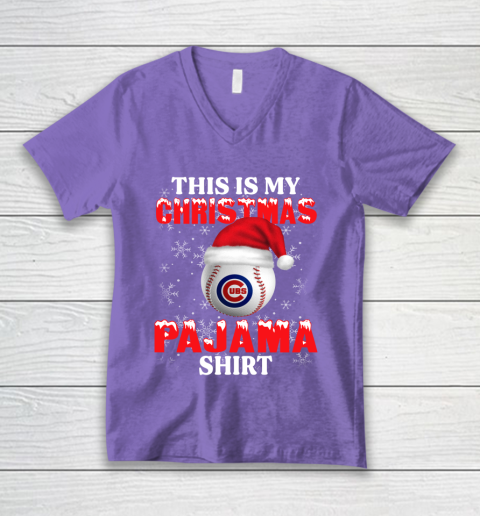 Chicago Cubs This Is My Christmas Pajama Shirt MLB V-Neck T-Shirt 8