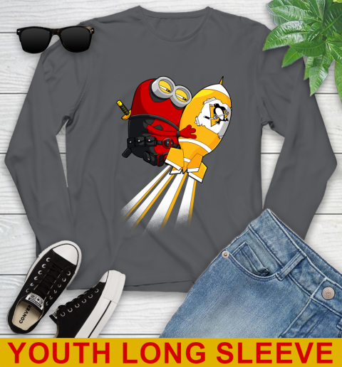 NHL Hockey Pittsburgh Penguins Deadpool Minion Marvel Shirt Youth Long Sleeve 9