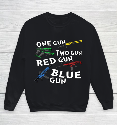 One Gun Two Gun Red Gun Blue Gun Youth Sweatshirt