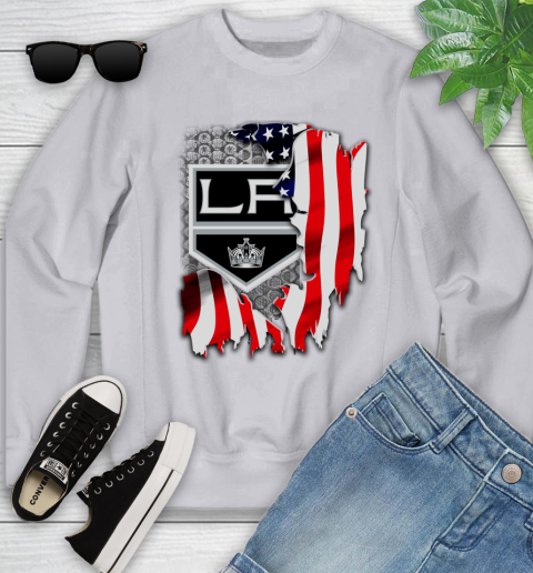 Los Angeles Kings NHL Hockey American Flag Youth Sweatshirt 3