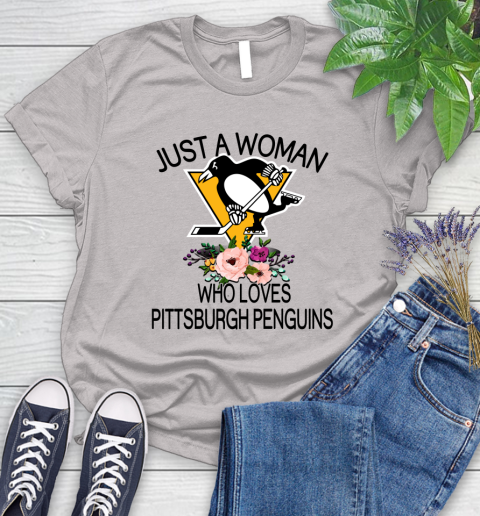 NHL Just A Woman Who Loves Pittsburgh Penguins Hockey Sports Women's T-Shirt 10