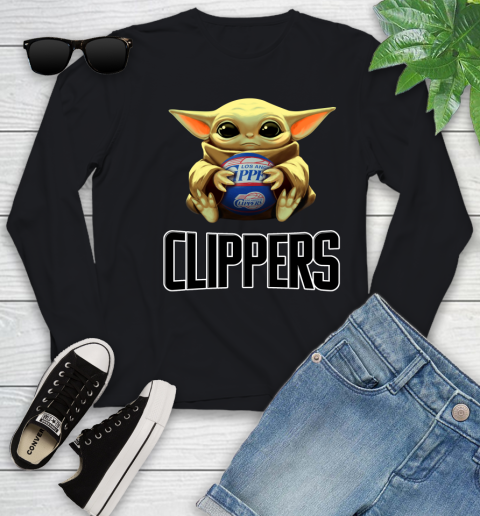 Nba Basketball La Clippers Star Wars Baby Yoda Shirt Youth Long Sleeve Itees Global