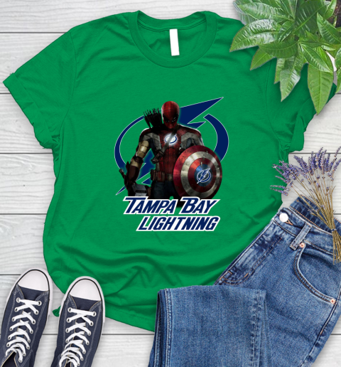 NHL Captain America Thor Spider Man Hawkeye Avengers Endgame Hockey Tampa Bay Lightning Women's T-Shirt 6