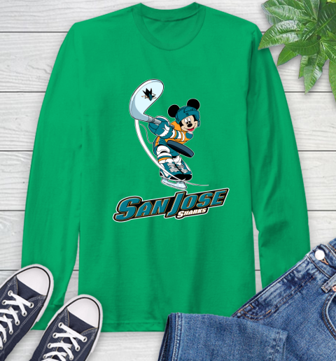 NHL Hockey San Jose Sharks Cheerful Mickey Mouse Shirt Long Sleeve T-Shirt 8