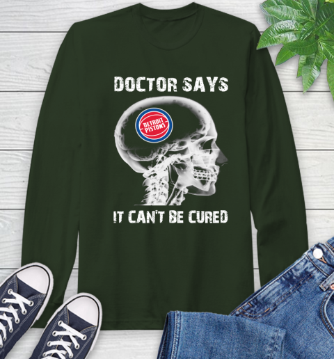 NBA Detroit Pistons Basketball Skull It Can't Be Cured Shirt Long Sleeve T-Shirt 6