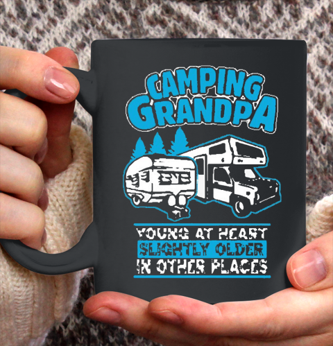 Grandpa Funny Gift Apparel  Camping Grandpa Young At Heart Ceramic Mug 11oz