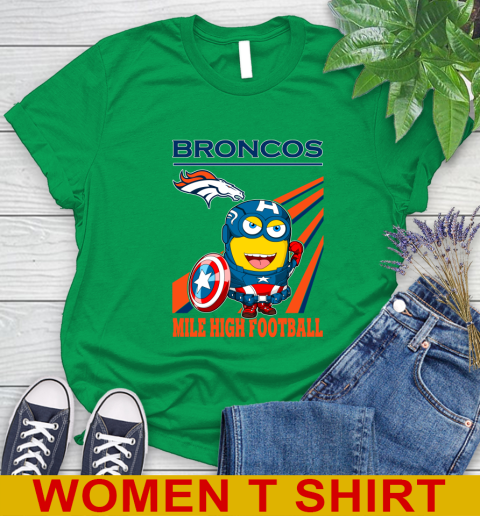 NFL Football Denver Broncos Captain America Marvel Avengers Minion Shirt Women's T-Shirt 7