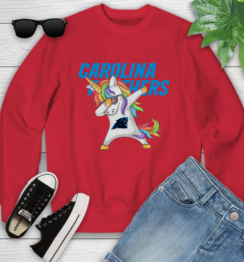 Carolina Panthers NFL Football Funny Unicorn Dabbing Sports Youth Sweatshirt 9