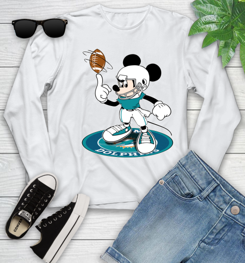 NFL Football Miami Dolphins Cheerful Mickey Disney Shirt Youth Long Sleeve 2
