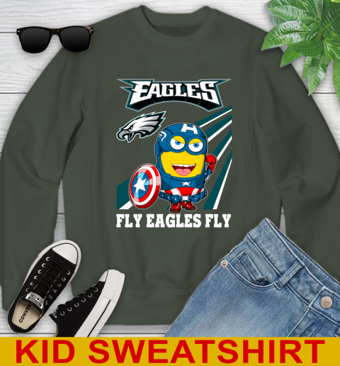 NFL Football Philadelphia Eagles Captain America Marvel Avengers Minion Shirt Youth Sweatshirt 8