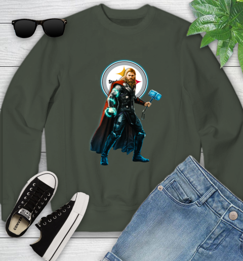 NFL Thor Avengers Endgame Football Pittsburgh Steelers Youth Sweatshirt 10