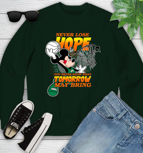 Boston Celtics NBA Basketball Mickey Disney Never Lose Hope Youth Sweatshirt 9