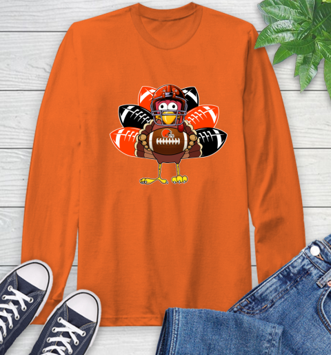 Cleveland Browns Turkey Thanksgiving Day Long Sleeve T-Shirt 5