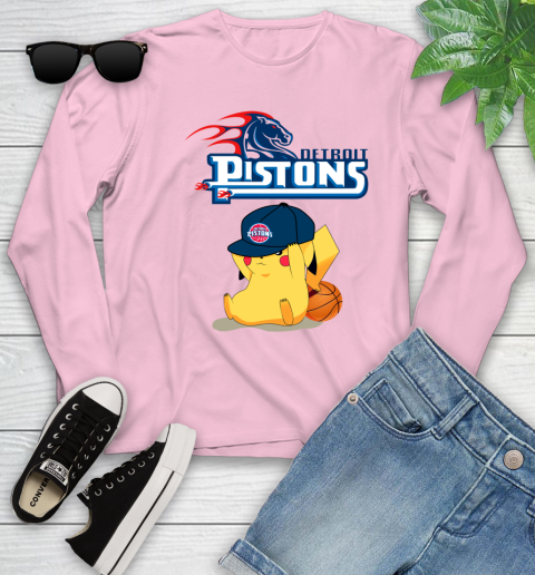 NBA Pikachu Basketball Sports Detroit Pistons Youth Long Sleeve 10