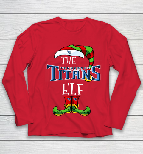 Tennessee Titans Christmas ELF Funny NFL Youth Long Sleeve - Image 9