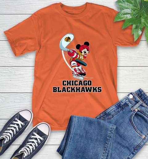 NHL Hockey Chicago Blackhawks Cheerful Mickey Mouse Shirt T-Shirt 5