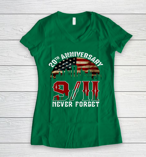 Never Forget 9 11 20th Anniversary Patriot Day 2021 Women's V-Neck T-Shirt 3
