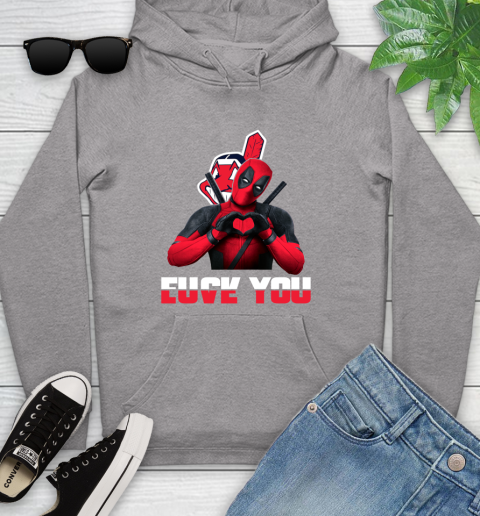 MLB Cleveland Indians Deadpool Love You Fuck You Baseball Sports Youth Hoodie 6
