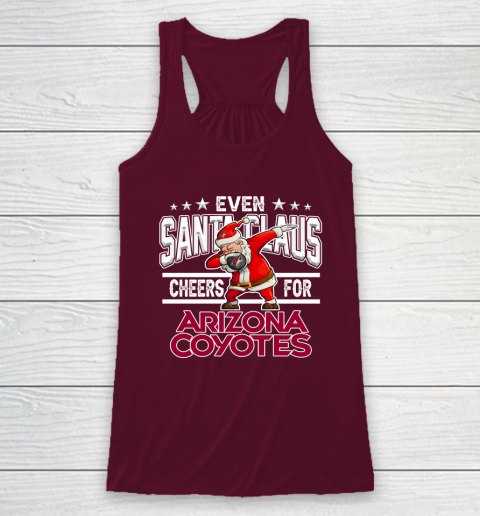Arizona Coyotes Even Santa Claus Cheers For Christmas NHL Racerback Tank 2