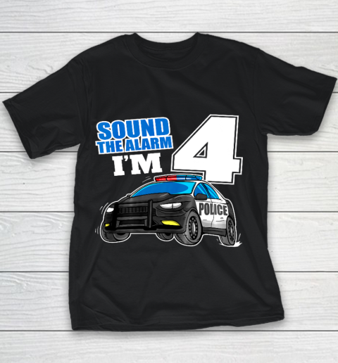 Kids Police Car 4th Birthday Shirt Boy 4 Cop Policeman Officer 4 Year Old Youth T-Shirt