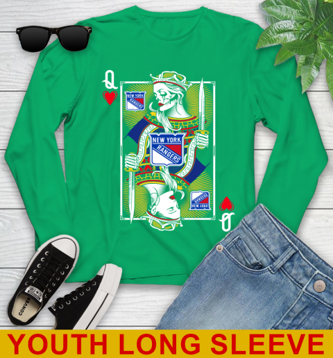NHL Hockey New York Rangers The Queen Of Hearts Card Shirt Youth Long Sleeve 7