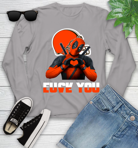 NHL Cleveland Browns Deadpool Love You Fuck You Football Sports Youth Long Sleeve 5