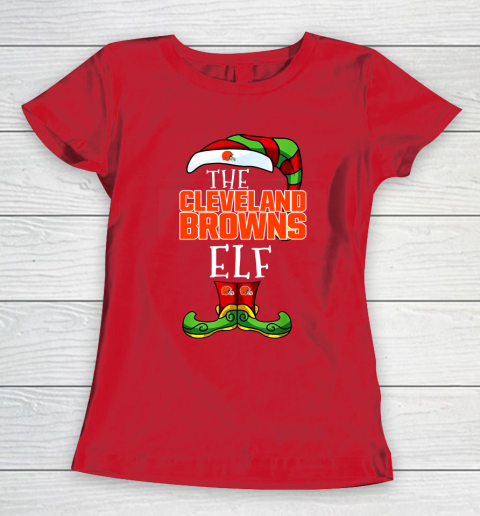 Cleveland Browns Christmas ELF Funny NFL Women's T-Shirt 9