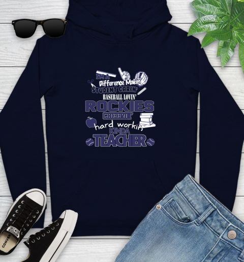 Colorado Rockies MLB I'm A Difference Making Student Caring Baseball Loving Kinda Teacher Youth Hoodie - Image 4