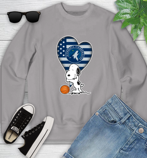 Minnesota Timberwolves NBA Basketball The Peanuts Movie Adorable Snoopy Youth Sweatshirt 4
