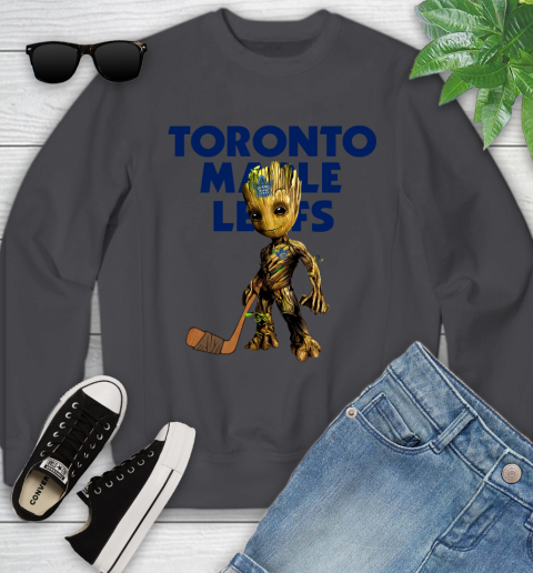 Toronto Maple Leafs NHL Hockey Groot Marvel Guardians Of The Galaxy Youth Sweatshirt 6