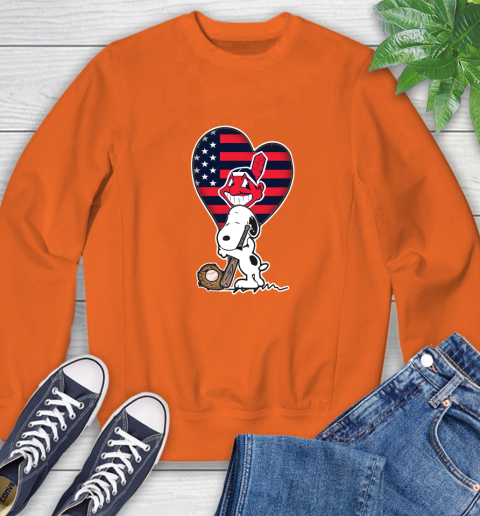 Cleveland Indians MLB Baseball The Peanuts Movie Adorable Snoopy Sweatshirt 4