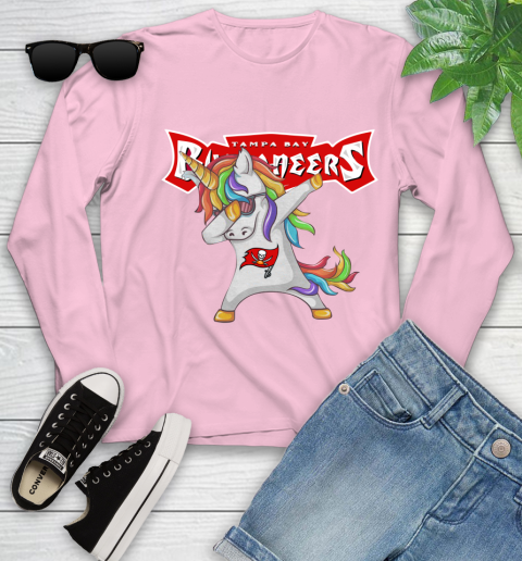 Tampa Bay Buccaneers NFL Football Funny Unicorn Dabbing Sports Youth Long Sleeve 10