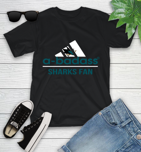 NHL A Badass San Jose Sharks Fan Adidas Hockey Sports Youth T-Shirt